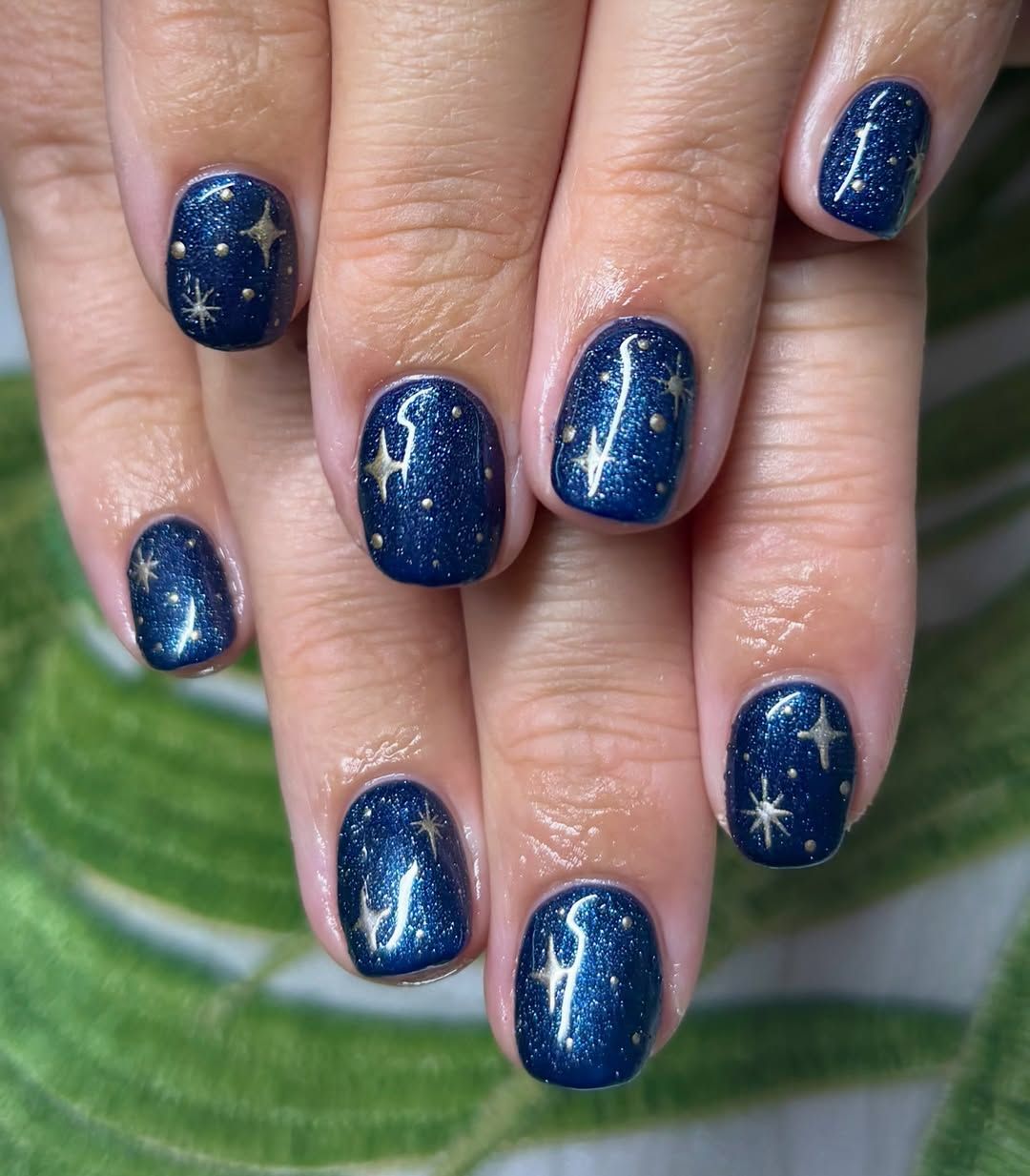 Navy Blue Shimmer Gold Star Decals Navy Blue Shimmer Gold Star Decals — Winter Glitter Nails