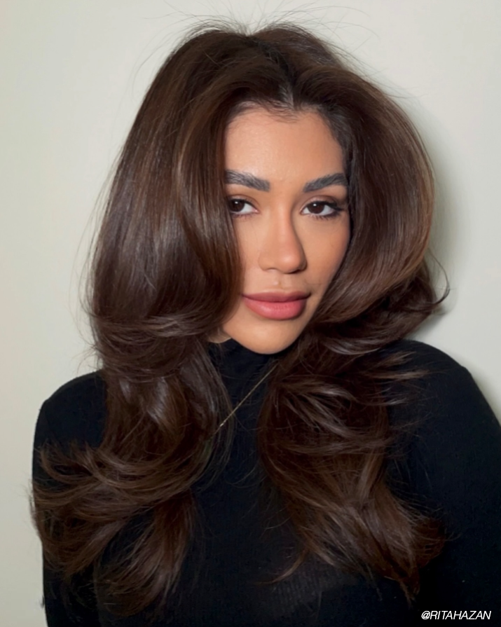 Mid-Back Loose Waves — Dark Chocolate Brown Hair