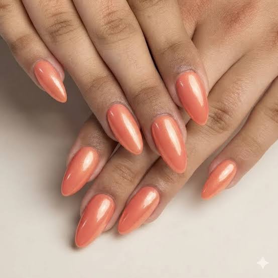 Vibrant Coral Orange Stiletto Nails Vibrant Coral Orange Stiletto Nails — Winter Nail Colors for Women Over 50