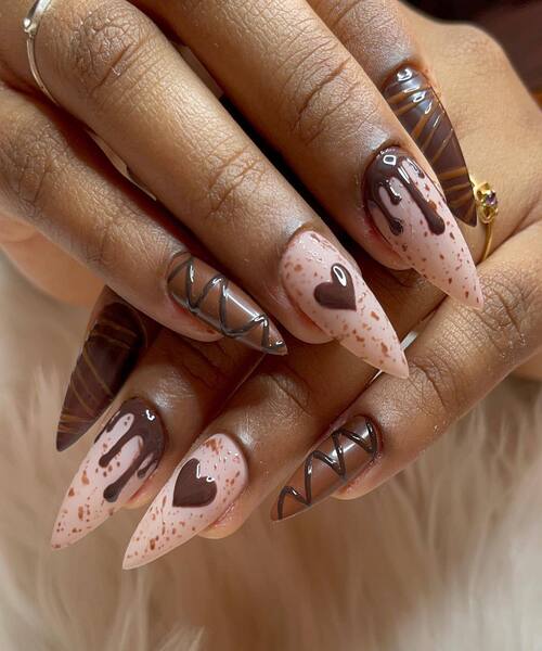 Chocolate Dipped Stiletto Art Nails Chocolate Dipped Stiletto Art Nails — Chocolate Brown Nails