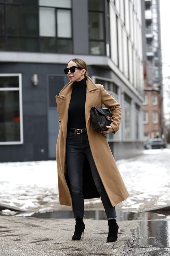 Camel Wool Coat with Slim-Fit Jeans Camel Wool Coat with Slim-Fit Jeans — Old Money Winter Outfits