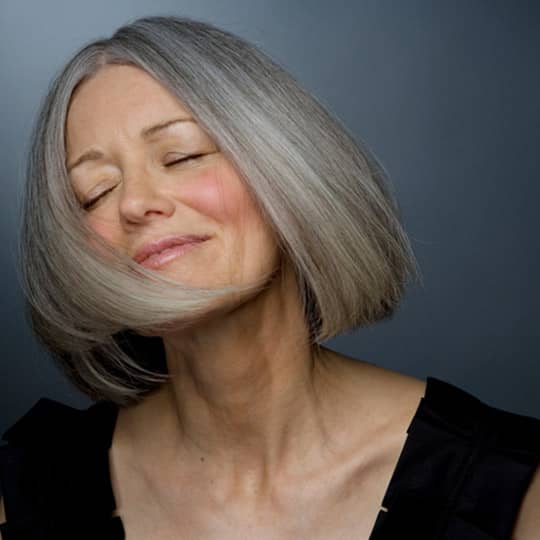 Chin Length Grey Bob — Winter Haircuts for Women Over 50