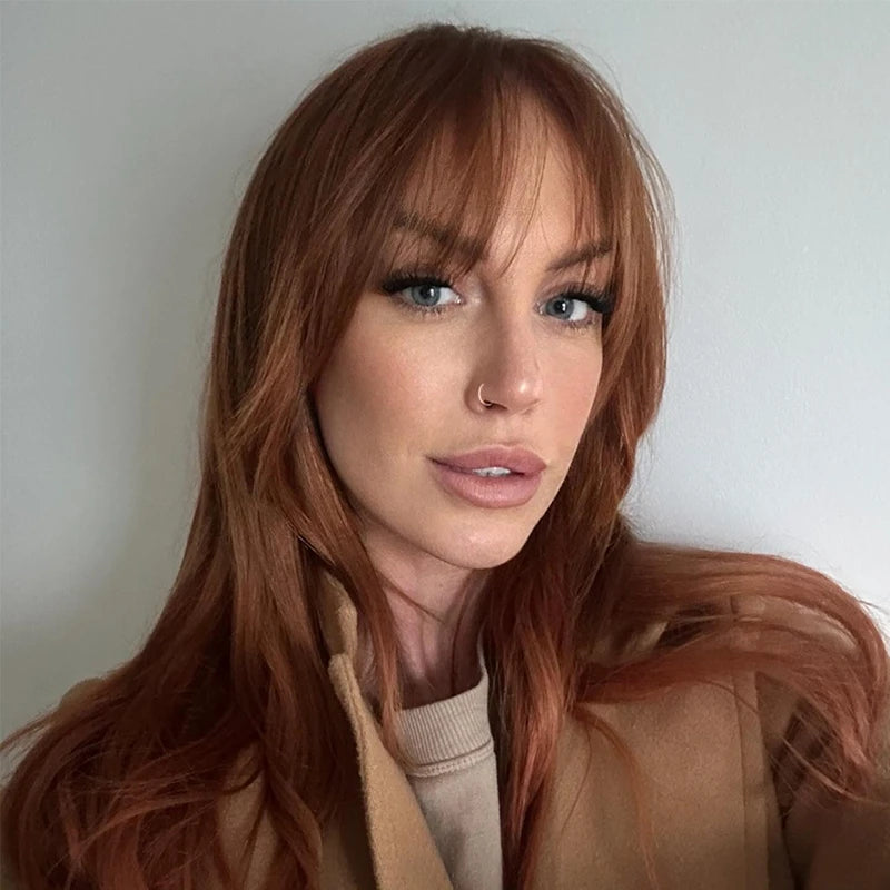 Medium Auburn With Soft Fringe — Winter Auburn Hair Color