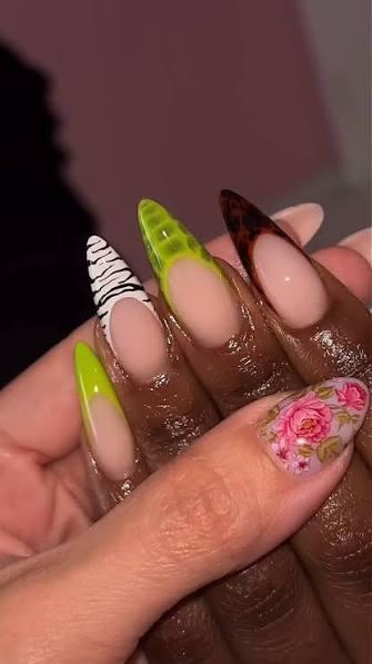 Maximalist Animal Print French Almonds Maximalist Animal Print French Almonds — almond nail inspo