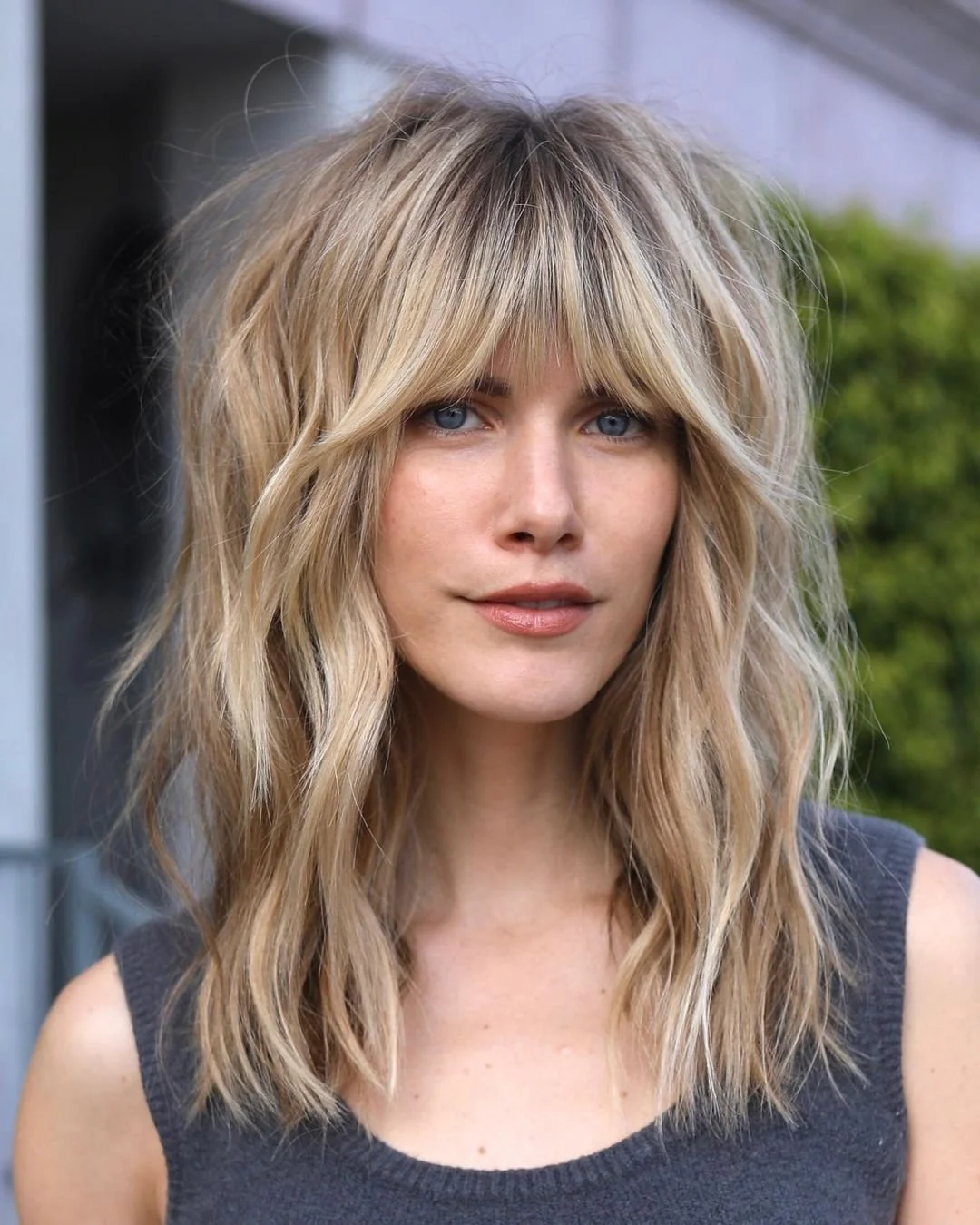 Shoulder Length Shag With Full Bangs Shoulder Length Shag With Full Bangs — Medium Length Winter Haircuts