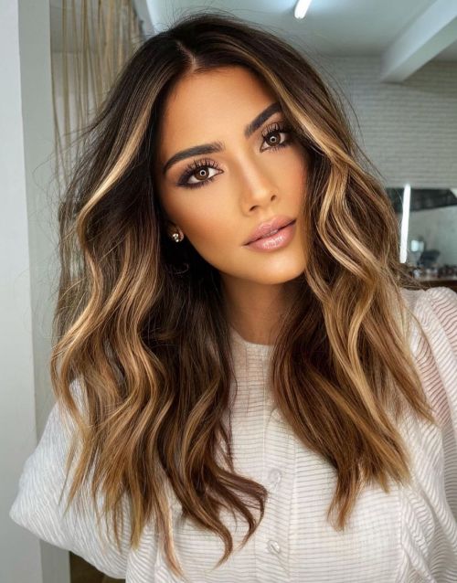 Dark Brown With Blonde Money Piece Dark Brown With Blonde Money Piece — Fall to Winter Hair Colors