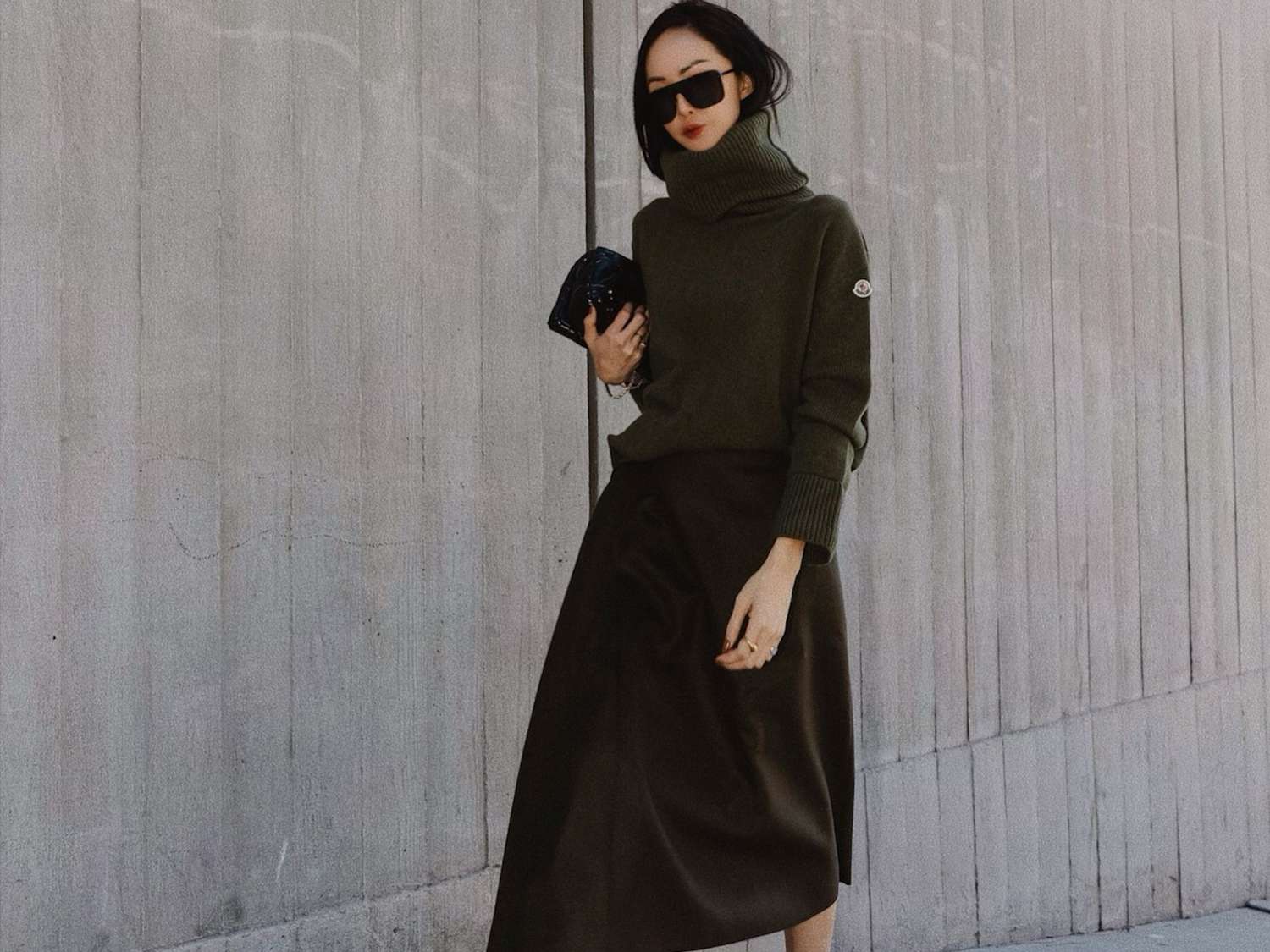 Olive Turtleneck and Satin Skirt: Casual to Evening Versatility Olive Turtleneck and Satin Skirt: Casual to Evening Versatility — Winter Outfits