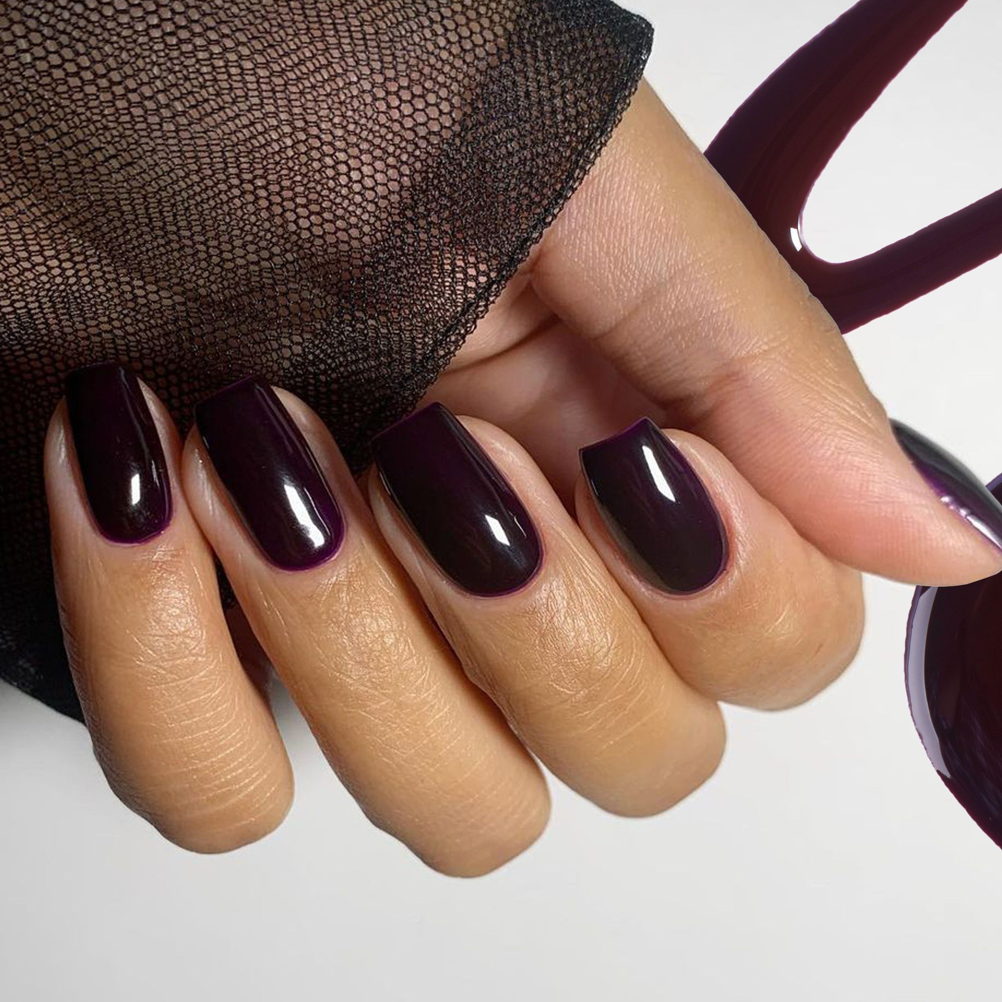 Deep Dark Glossy Coffin Nails Deep Dark Glossy Coffin Nails — Winter Purple Nails