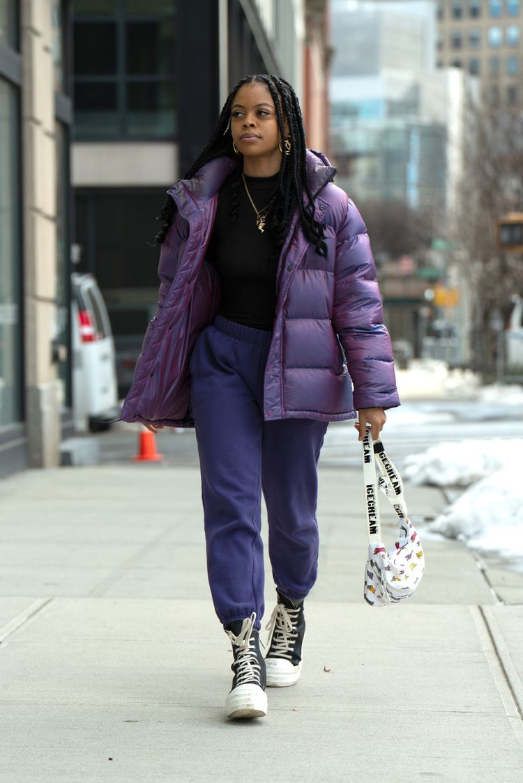 Vibrant Puffer Jacket Over Basic Layers Vibrant Puffer Jacket Over Basic Layers — Winter Football Game Outfits