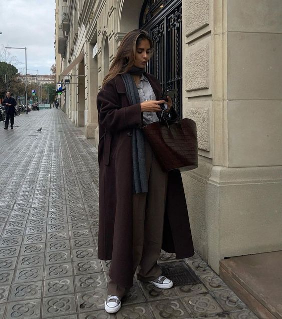 Dark Brown Coat with Grey Shirt and Trousers Dark Brown Coat with Grey Shirt and Trousers — Brown Coat Outfits