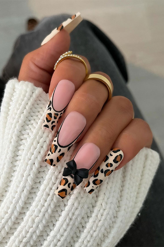Leopard Print French Tip Coffin Nails Leopard Print French Tip Coffin Nails — coffin nail designs