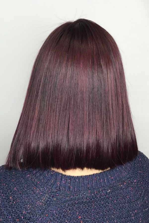 Blunt Collarbone Burgundy Bob Blunt Collarbone Burgundy Bob — Burgundy Hair Color