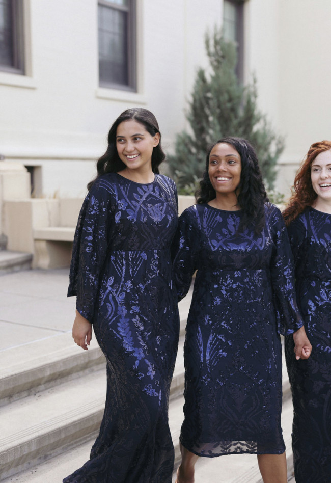Navy Blue Sequined Column Maxi Dresses Navy Blue Sequined Column Maxi Dresses — Dressy Winter Outfits