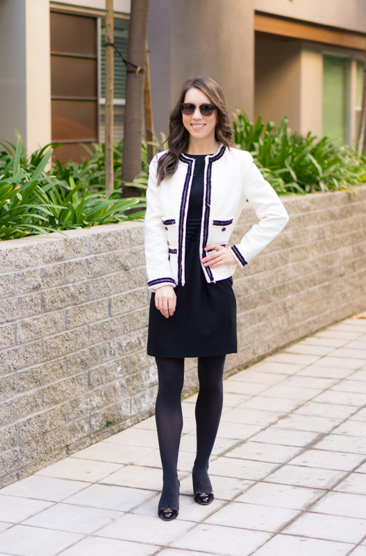 Tweed Jacket and Sheath Dress for Smart Casual Elegance Tweed Jacket and Sheath Dress for Smart Casual Elegance — Winter Outfits for Petite Women