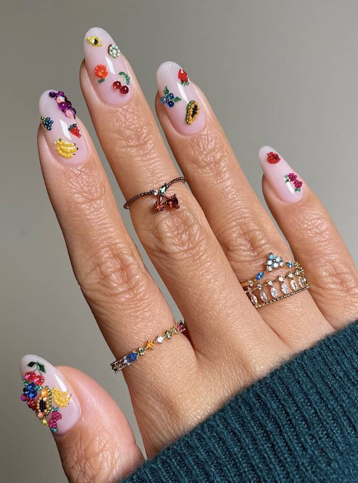 Fruit Charm Long Stiletto Nails Fruit Charm Long Stiletto Nails — nail art ideas