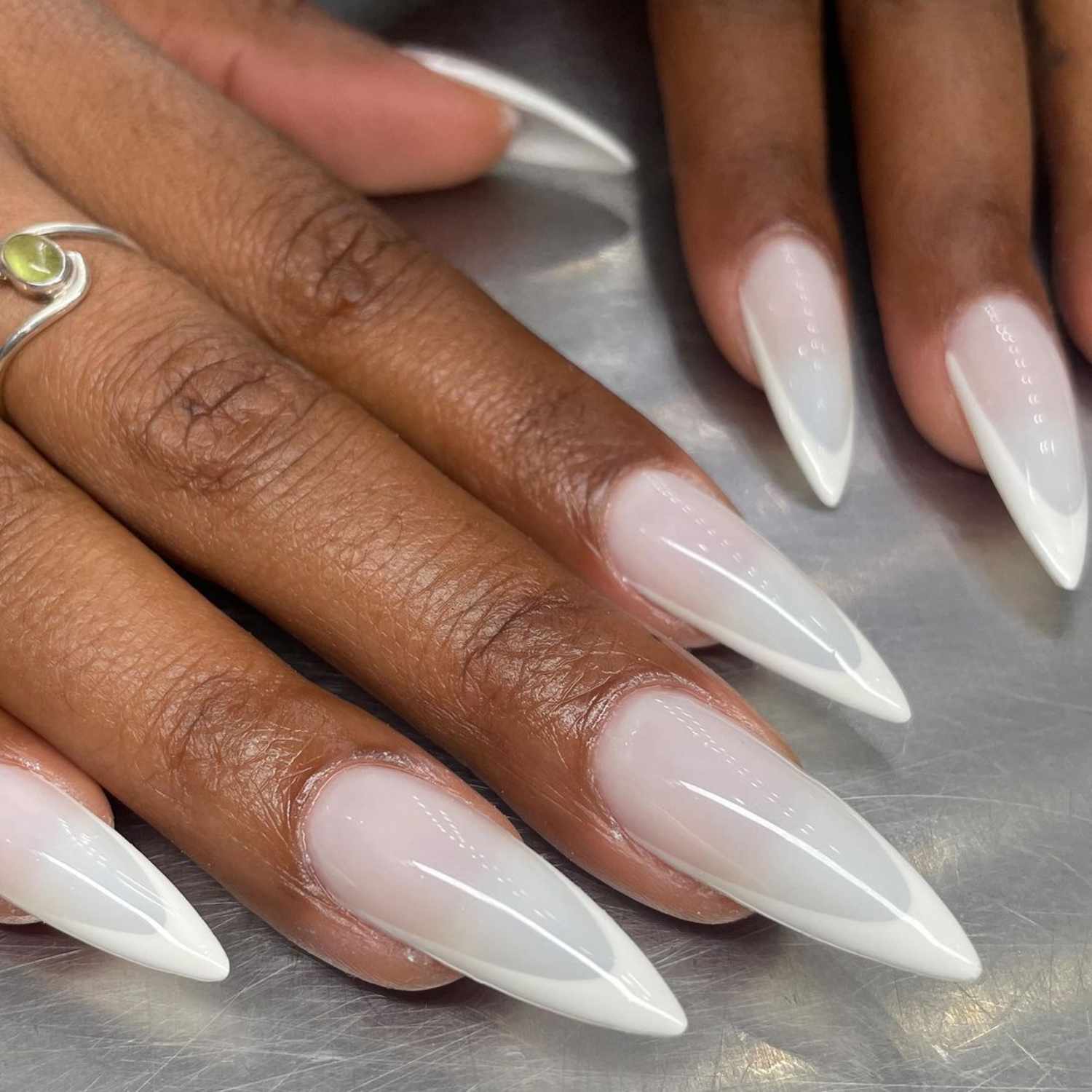 Extra-Long Milky Pink French Stiletto Extra-Long Milky Pink French Stiletto — Winter Stiletto Nails