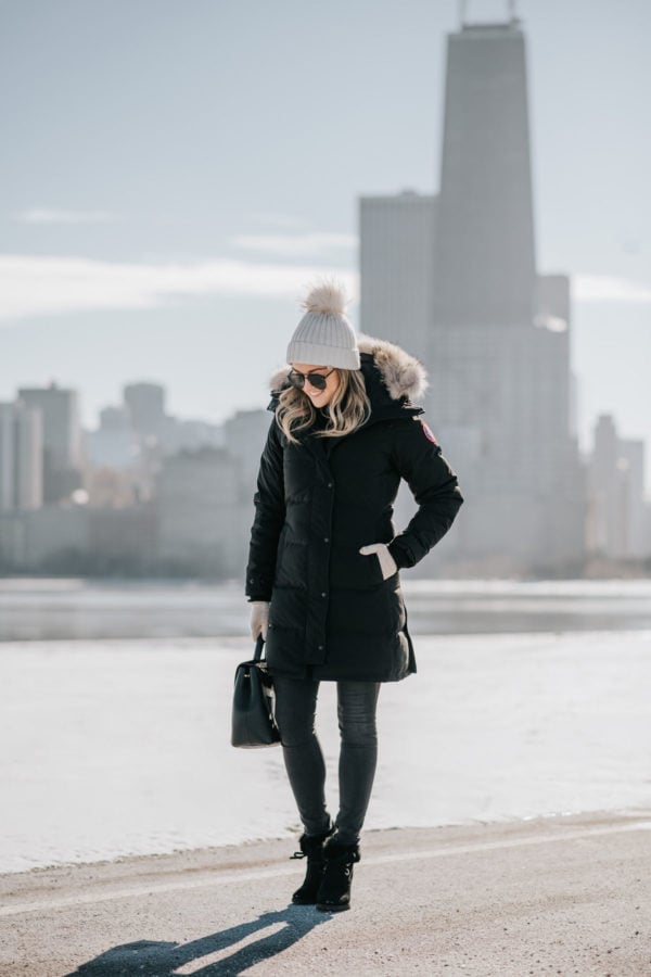 Puffer Coat and Beanie in Snowy Landscape Puffer Coat and Beanie in Snowy Landscape — Chicago Winter Outfits