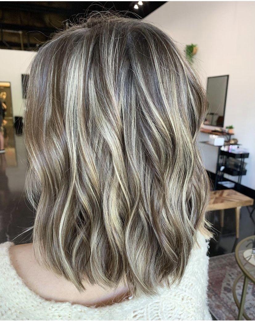 Lob Light Brown Blonde Ash Blend — Gray Blending Highlights