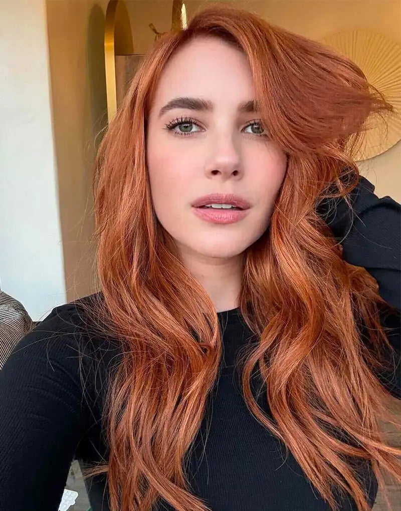 Copper Red With Lighter Highlights — Winter Hair Colors for Redheads