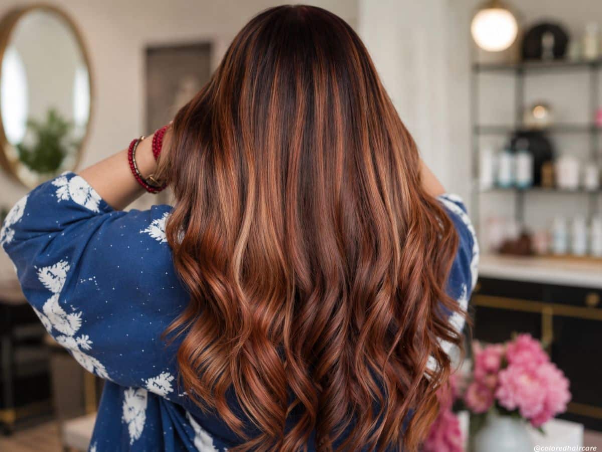 Mahogany Brown with Copper Auburn Highlights Mahogany Brown with Copper Auburn Highlights — Mahogany Hair Color