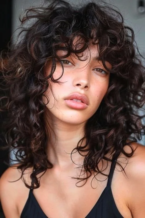 Shaggy Shoulder Length With Tousled Curls — Winter Haircuts for Curly Hair