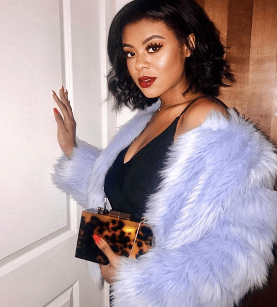 Light Blue Faux Fur Coat Over a Black Slip Dress Light Blue Faux Fur Coat Over a Black Slip Dress — Winter Going Out Outfits