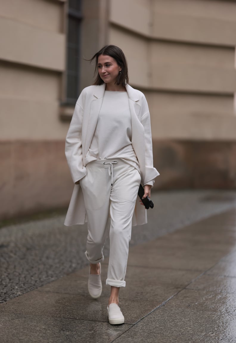 Elevated Off-White Sweatpants with Oversized Blazer — Sweatpants Outfits