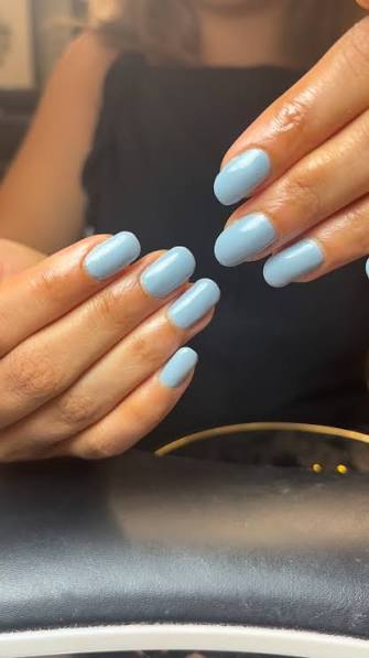 Almond French Tips with Blue and White Stripes Almond French Tips with Blue and White Stripes — blue nail inspo