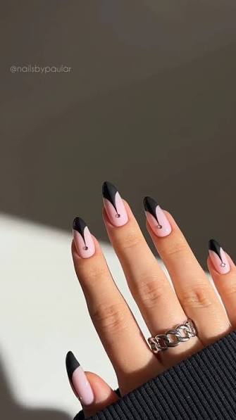Long Stiletto Sheer Black with Silver Hardware Long Stiletto Sheer Black with Silver Hardware — black nail ideas