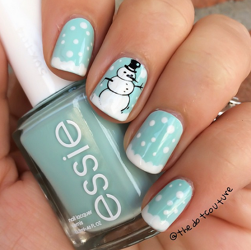 Light Blue Snowman with Polka Dots Light Blue Snowman with Polka Dots — Winter Nails for Kids