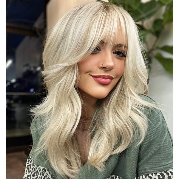Ash Blonde With Subtle Highlights Collarbone Shag With Curtain Bangs — Winter Haircuts with Bangs
