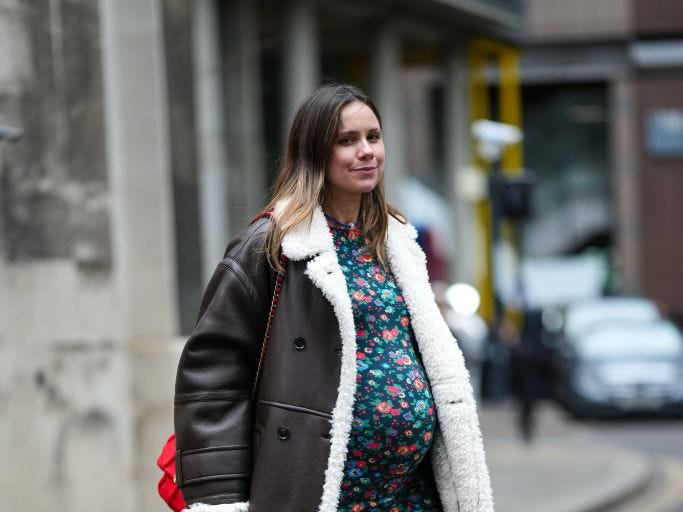 Stylish Shearling-Lined Coat for Winter — Winter Maternity Outfits