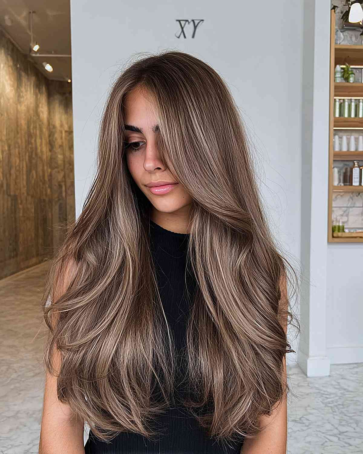 Voluminous Mid-Back Cool Mushroom Brown — Mushroom Brown Hair