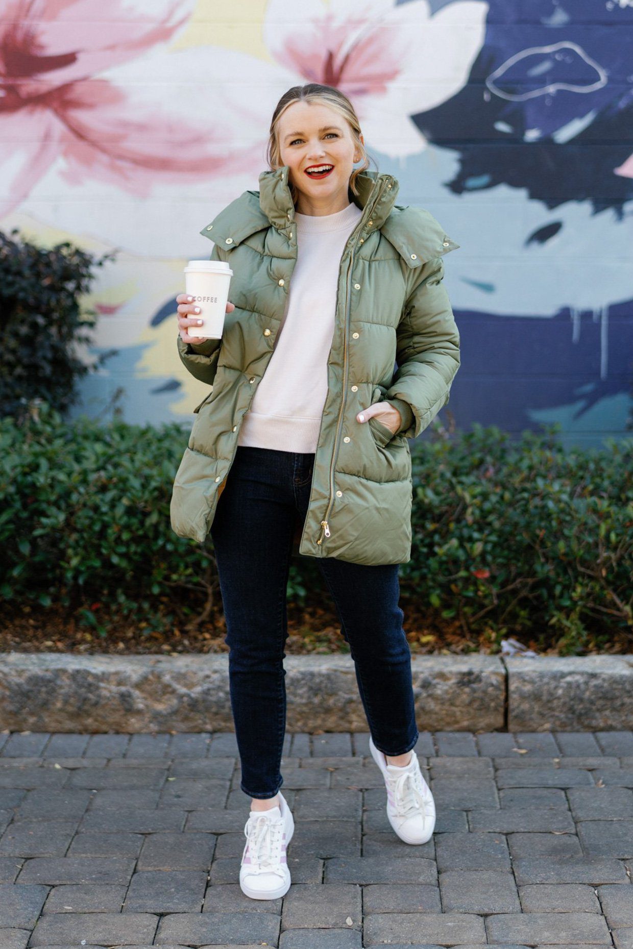Casual Olive Green Mid-Length Puffer Coat for Practical Style — Winter Coats for Women