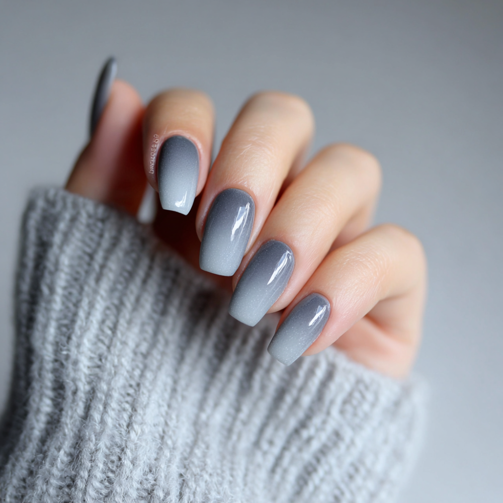 Smooth Grey Ombre Medium Coffin Smooth Grey Ombre Medium Coffin — Winter Gray Nails