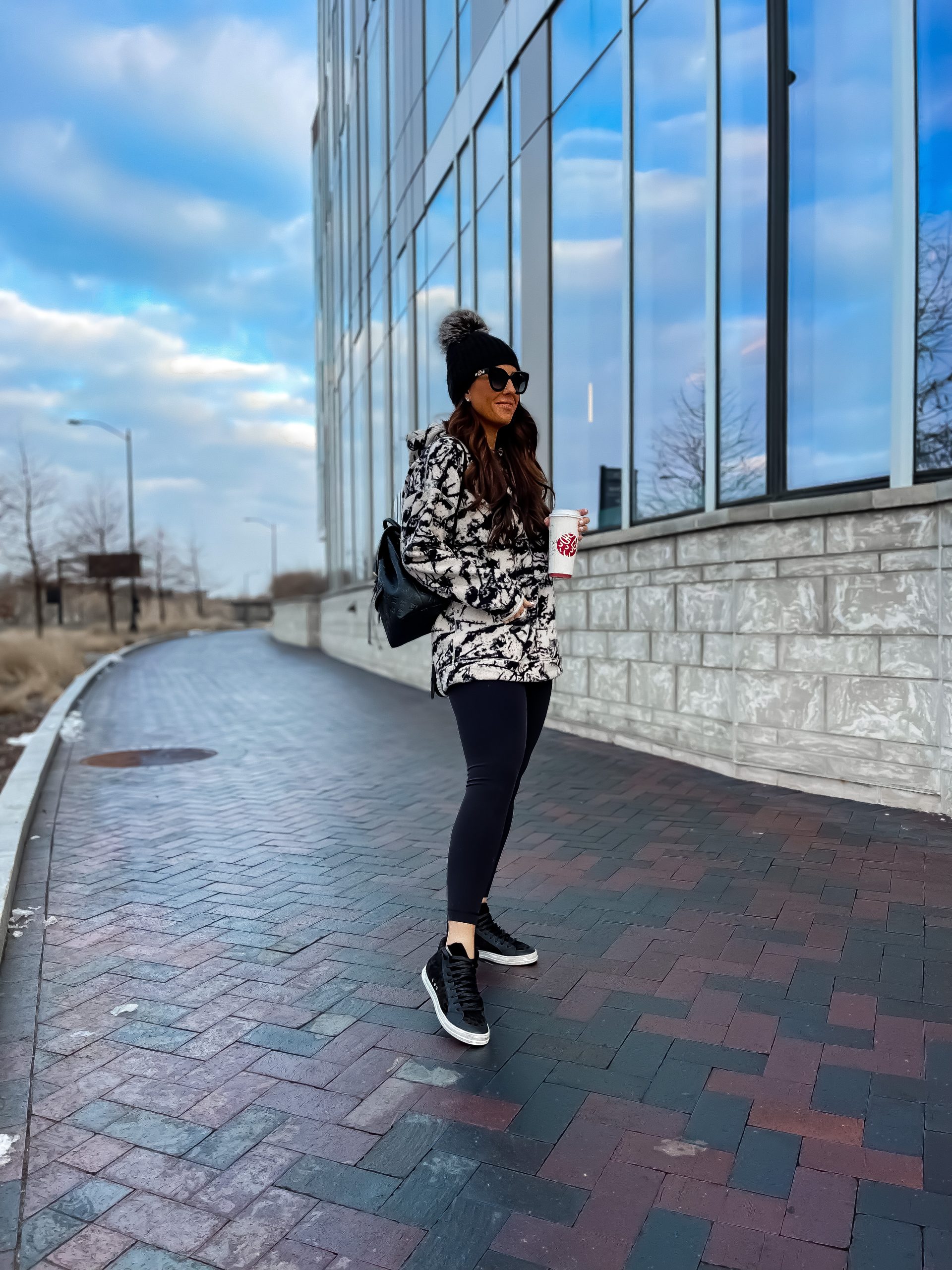 Patterned Puffer Jacket for Outdoor Winter Athleisure — Winter Athleisure Outfits