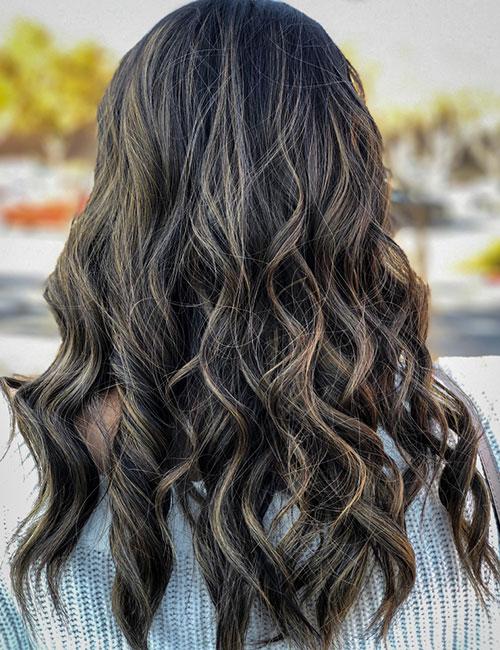 No Bangs Dark Brown with Ash Blonde Highlights — Ash Brown Hair