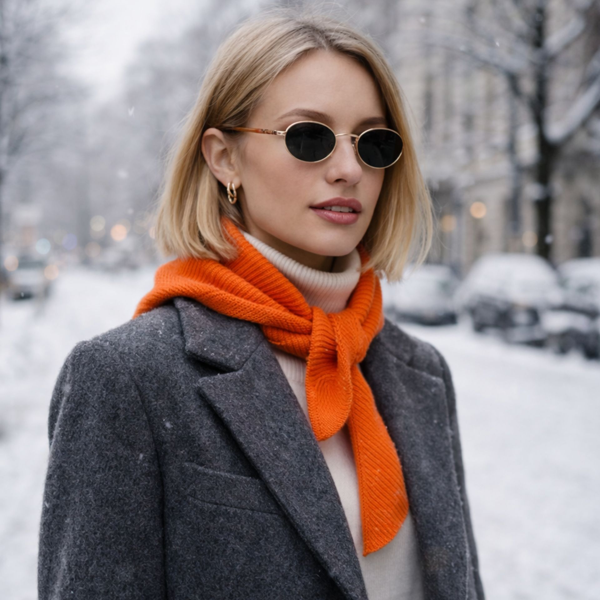 Vibrant Orange Scarf for Cold Weather Contrast Vibrant Orange Scarf for Cold Weather Contrast — Scarf Outfits