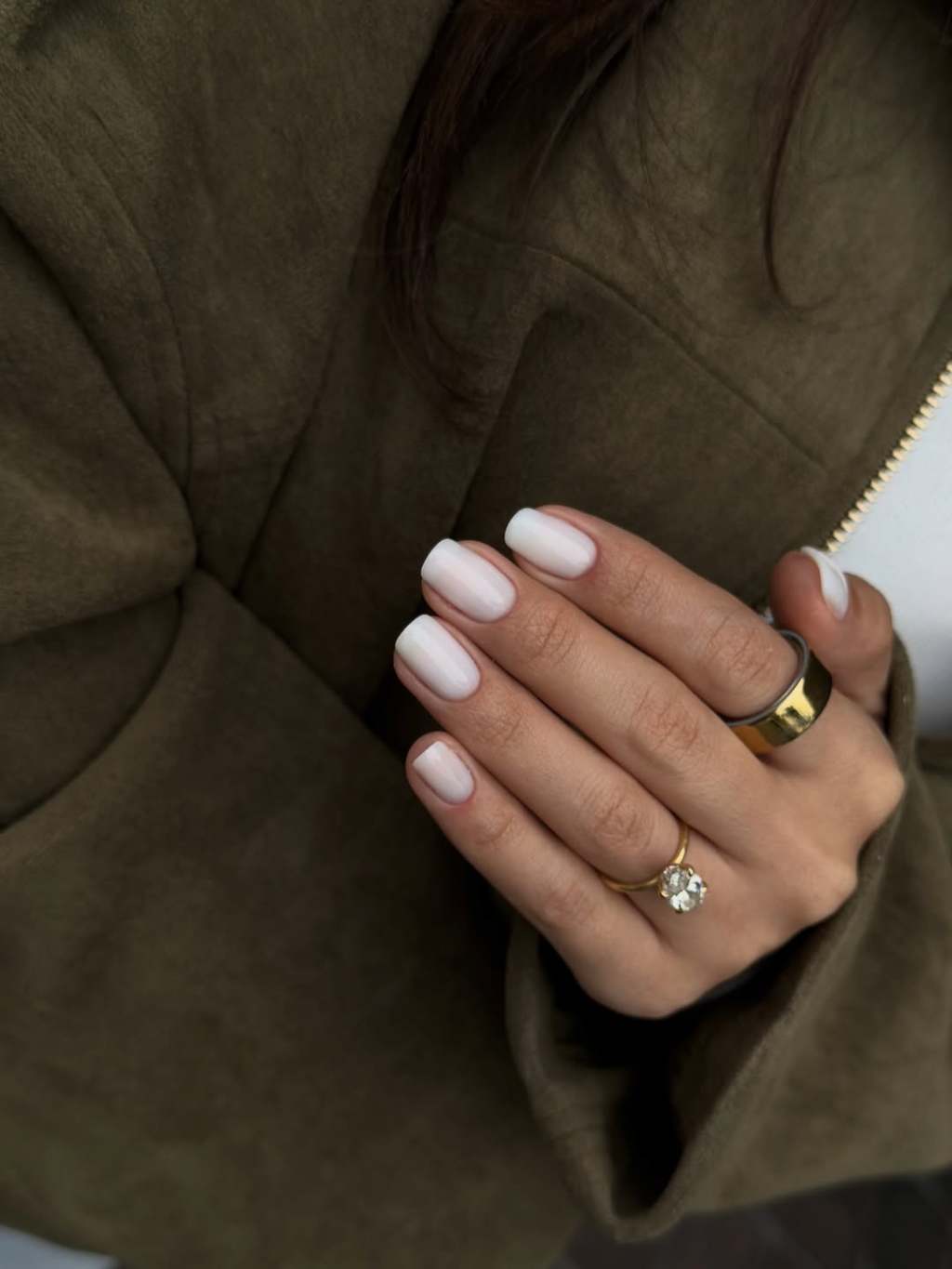 Opaque Milky White Square Nails with Pink Undertone Opaque Milky White Square Nails with Pink Undertone — Milky White Nails