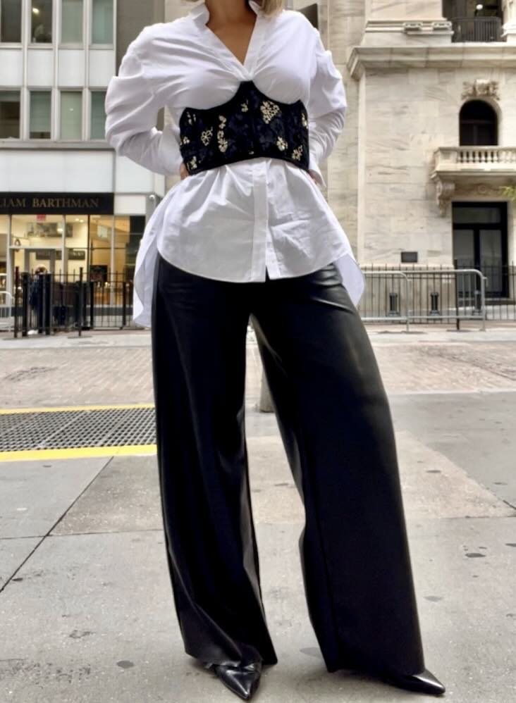 Pointed Black Heels Outfit Idea — Leather Pants Outfits