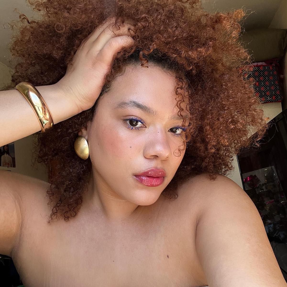 Shoulder Length Auburn Afro With Red Undertones — Winter Hair Colors for Curly Hair
