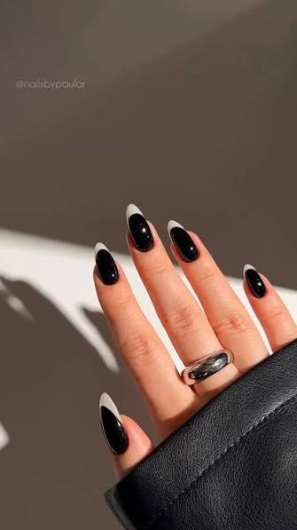 Long Coffin Matte Black with Glossy Drips Long Coffin Matte Black with Glossy Drips — black nail ideas
