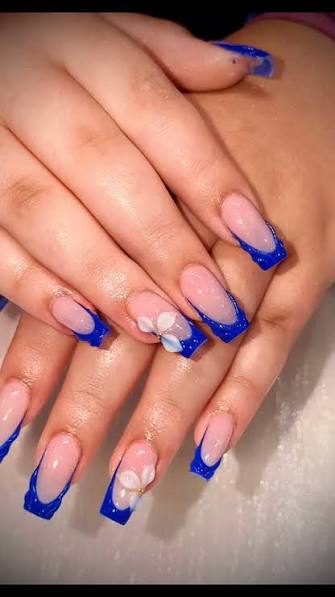 Metallic Blue Cat-Eye Short Square Metallic Blue Cat-Eye Short Square — blue nail inspo
