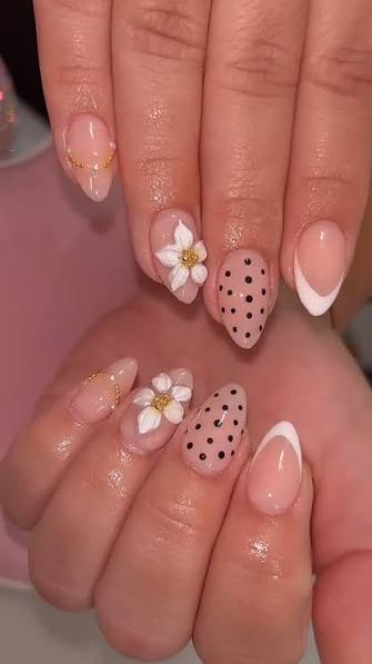 Mixed Art French Tip Almonds Mixed Art French Tip Almonds — almond nail inspo
