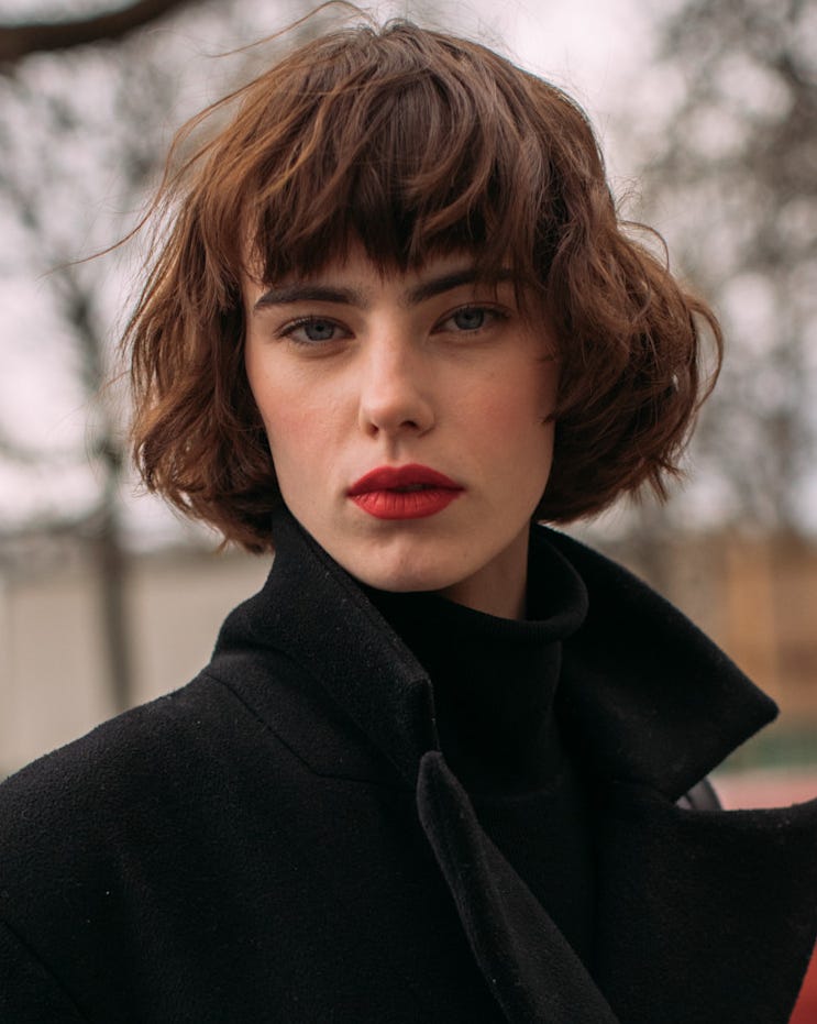 Chin Length Bob with Choppy Bangs Chin Length Bob with Choppy Bangs — very short women haircuts