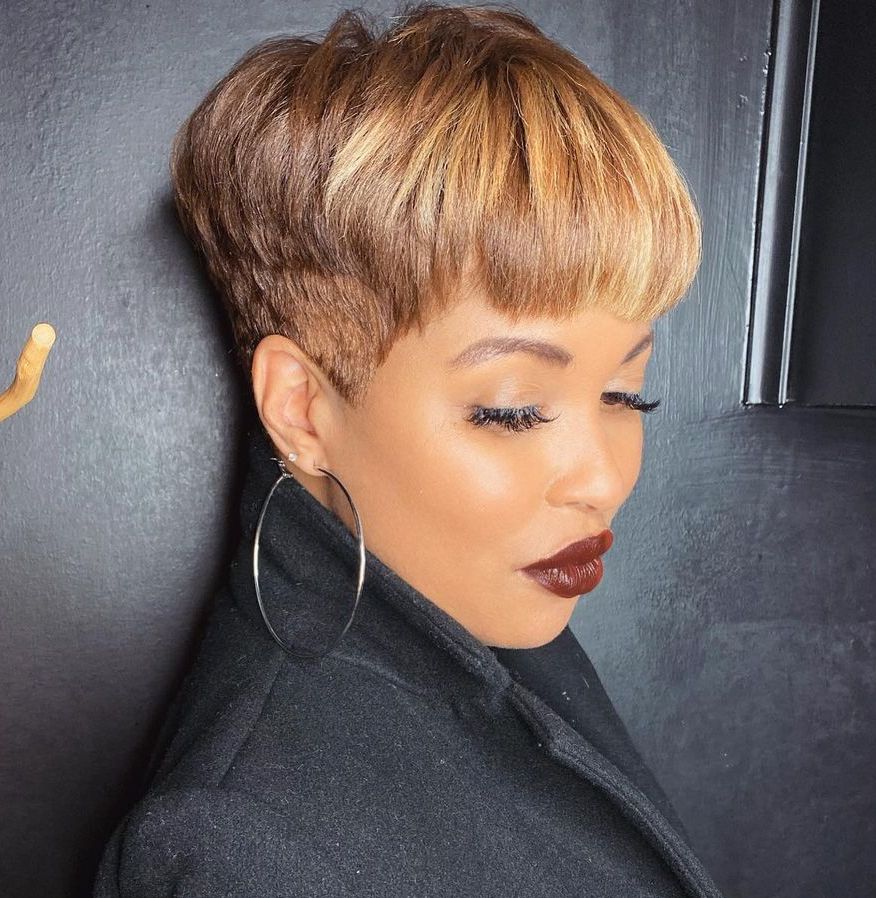 Honey Blonde Pixie Cut — Winter Hair Colors for Black Women