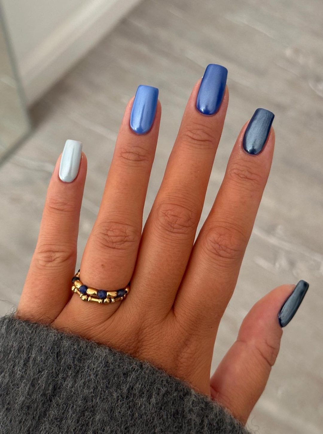 Metallic Blue Nail Variety Metallic Blue Nail Variety — Winter Nail Colors for Women Over 40