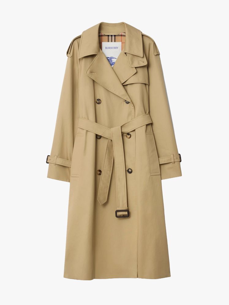 Classic Trench Detail: Beige Coat with Plaid Lining Accent Classic Trench Detail: Beige Coat with Plaid Lining Accent — Car Coat Outfits
