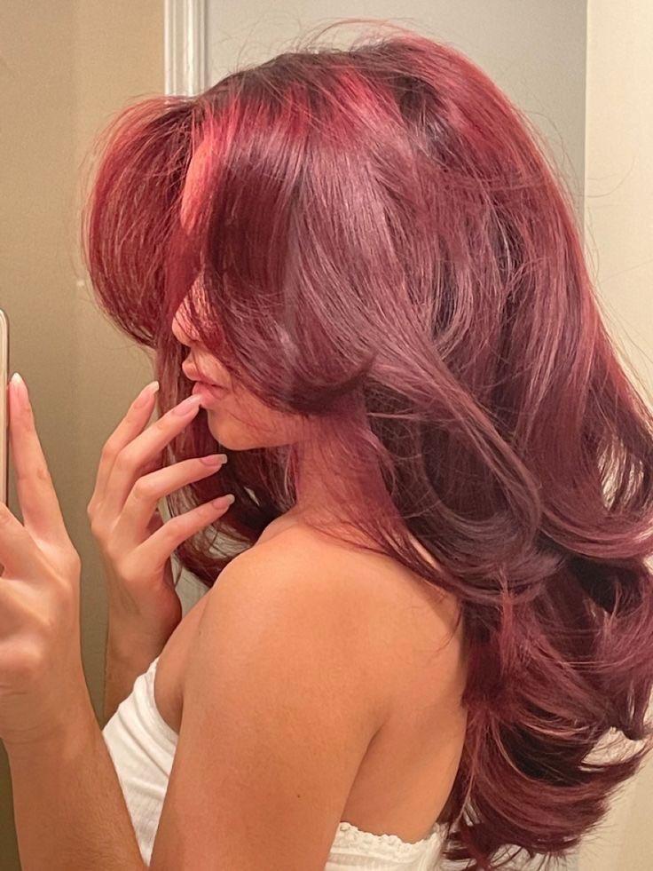 Deep Cherry Red Blowout — Winter Hair Colors for Redheads