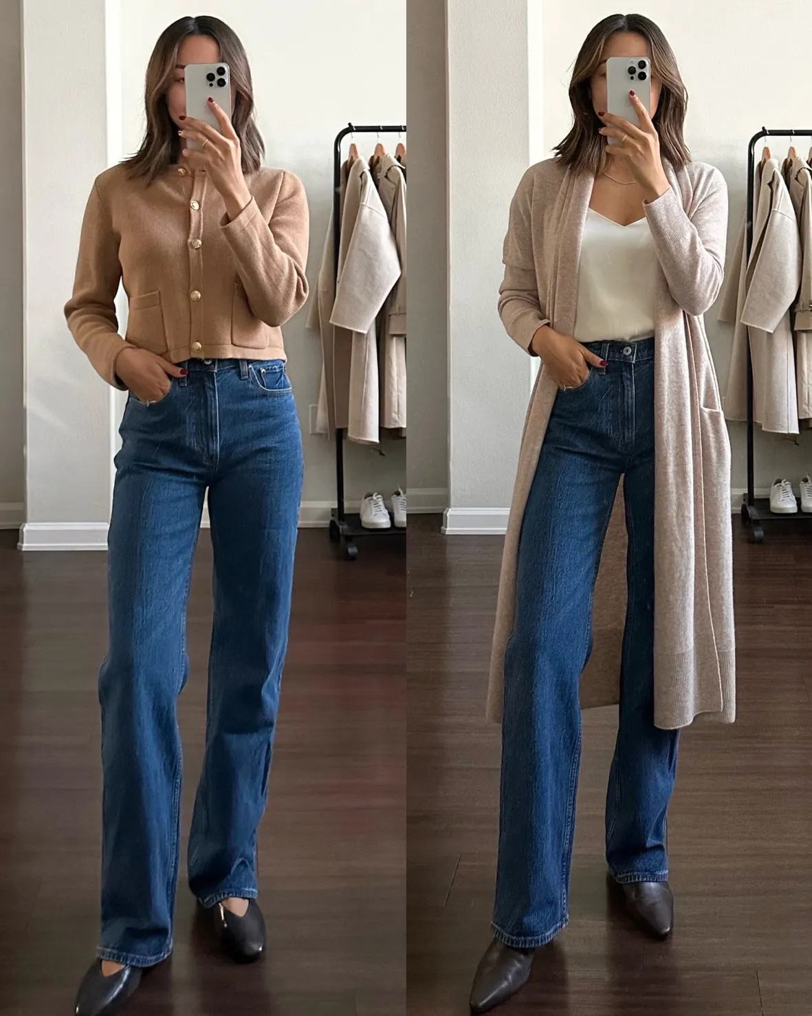 Brown Long Wool Coat Outfit Idea Brown Long Wool Coat Outfit Idea — Winter Outfits with Wide Leg Jeans